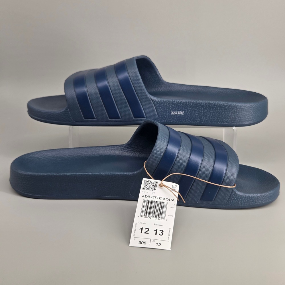 Adidas Adilette Aqua Slides Mens 12 Navy Blue Sporty Pool‎ Sandals IF0895 NEW